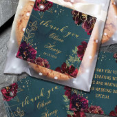 ティール(緑がかった色)ボルドー宝石トーン結婚ズありがとう フェイバータグ