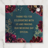 ティール(緑がかった色)ボルドー宝石トーン結婚ズありがとう フェイバータグ (裏面)