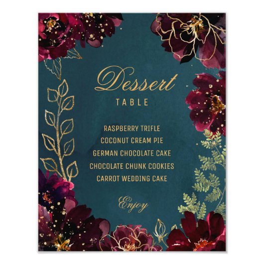 ティール(緑がかった色)ボルドー宝石トーン結婚ズシンボルや象徴サタン フォトプリント (正面)