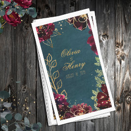 ティール(緑がかった色)ボルドー宝石トーン結婚ズ