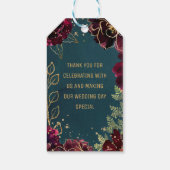 ティール(緑がかった色)ボルドー宝石トーン結婚ズ ギフトタグ (裏面)