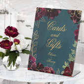 ティール(緑がかった色)ボルドー宝石トーン結婚ズ 台座サイン