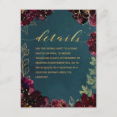 ティール(緑がかった色)ボルドー宝石トー結婚ンの詳細シート エンクロージャーカード (正面)