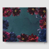 ティール(緑がかった色)ボルドー・サファイアジュエルトーン結婚金ゴールド ゲストブック (裏面)