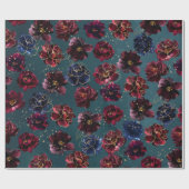 ティール（緑がかった色）ボルドー・サファイアジュエルトーン結婚金ゴールド ラッピングペーパー (フラット)