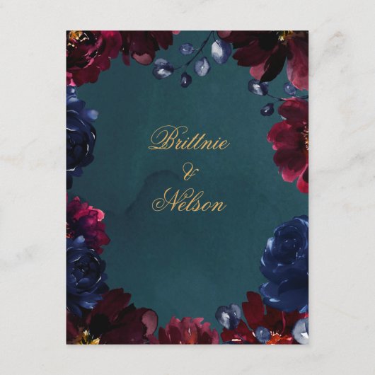 ティール(緑がかった色)ボルドー・サファイアジュエル結婚トン詳細 エンクロージャーカード (裏面)