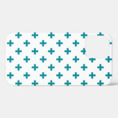 ティール（緑がかった色）ポルカが白に交差 Case-Mate iPhoneケース (裏面 (横))