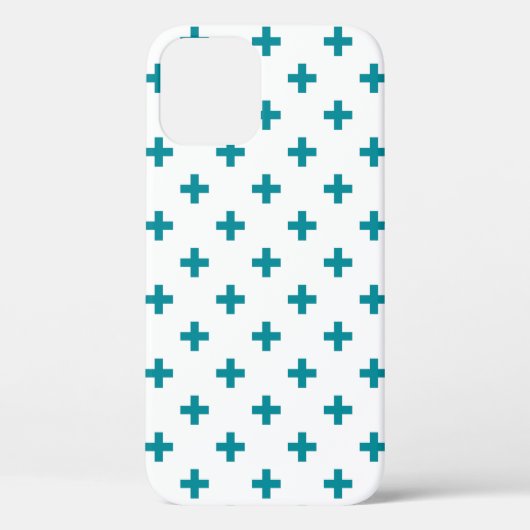 ティール（緑がかった色）ポルカが白に交差 Case-Mate iPhoneケース (裏面)