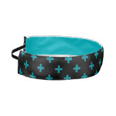 ティール（緑がかった色）ポルカが黒に交差する アスレチックヘッドバンド (左)