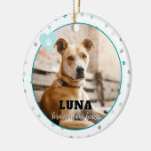 ティール（緑がかった色）ポープリントドッグフォトペット記念オーナメント セラミックオーナメント (左)
