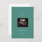 ティール（緑がかった色）マイ第1ベビーギフトおもしろいサンキューカード サンキューカード (正面/裏面)