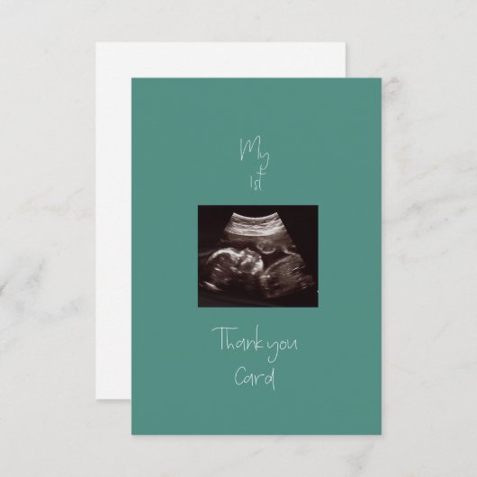 ティール（緑がかった色）マイ第1ベビーギフトおもしろいサンキューカード サンキューカード