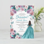 ティール(緑がかった色)&マウブサンセットキンセアニェラプリンセス 招待状 (スタンド正面)