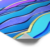 ティール(緑がかった色)マウンテンズバイザ海ポスター ポスター (角)