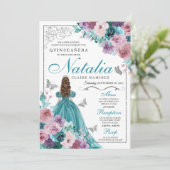 ティール（緑がかった色）&マウヴ海サンセットプリンセスキンセアニェラ 招待状 (スタンド正面)