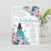 ティール（緑がかった色）&マウヴ海サンセットプリンセスキンセアニェラ 招待状 (スタンド正面)