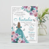 ティール(緑がかった色)&マウヴ海サンセットプリンセスキンセアニェラ 招待状 (スタンド正面)