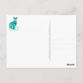 ティール(緑がかった色)マクシマリストキャットフォークフローラ – ピンク葉書 ポストカード (裏面)