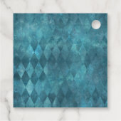 ティール（緑がかった色）マスカレードコルセットとハーレクインパターン フェイバータグ (裏面)