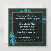 ティール(緑がかった色)マスカレードヴェネチアンマスクスウィート16招待状 招待状 (裏面)