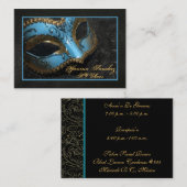 ティール（緑がかった色）マスカレードRSVP名刺 エンクロージャーカード (正面/裏面)