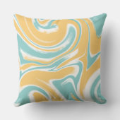 ティール(緑がかった色)マスタードスワールアートデコーラー クッション (裏面)