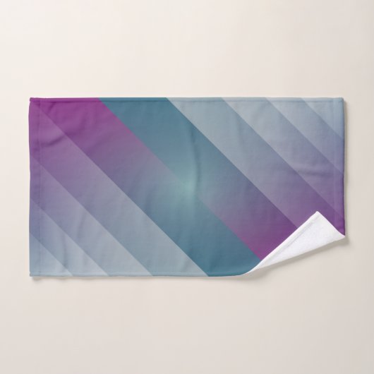 ティール（緑がかった色）マゼンタグレー三角形 バスタオルセット (ハンドタオル)