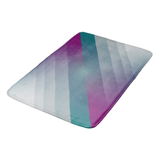 ティール(緑がかった色)マゼンタグレー三角形 バスマット (アングル)