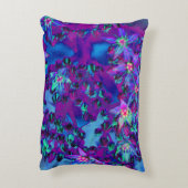 ティール(緑がかった色)、マゼンタ、青の多肉性セダムの花 アクセントクッション (裏面(縦))