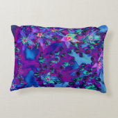 ティール(緑がかった色)、マゼンタ、青の多肉性セダムの花 アクセントクッション (裏面)