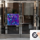 ティール（緑がかった色）、マゼンタ、青の多肉性セダムの花 ウィンドウサイン (オフィスドア)