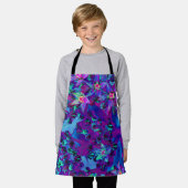 ティール（緑がかった色）、マゼンタ、青の多肉性セダムの花 エプロン (着用した状態)