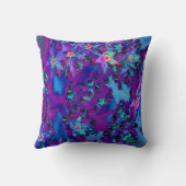 ティール（緑がかった色）、マゼンタ、青の多肉性セダムの花 クッション (裏面)