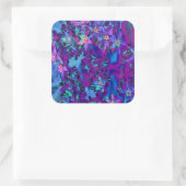 ティール（緑がかった色）、マゼンタ、青の多肉性セダムの花 スクエアシール (バッグ)