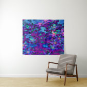 ティール（緑がかった色）、マゼンタ、青の多肉性セダムの花 タペストリー (インサイチュ(横))