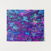 ティール（緑がかった色）、マゼンタ、青の多肉性セダムの花 タペストリー (正面(横))