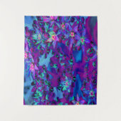 ティール（緑がかった色）、マゼンタ、青の多肉性セダムの花 タペストリー (正面)