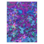 ティール(緑がかった色)、マゼンタ、青の多肉性セダムの花 テーブルクロス (正面)