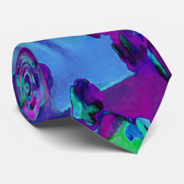 ティール（緑がかった色）、マゼンタ、青の多肉性セダムの花 ネクタイ