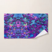 ティール(緑がかった色)、マゼンタ、青の多肉性セダムの花 バスタオルセット (ハンドタオル)