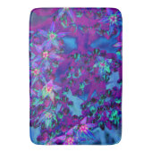 ティール(緑がかった色)、マゼンタ、青の多肉性セダムの花 バスマット (正面縦)