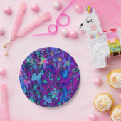 ティール（緑がかった色）、マゼンタ、青の多肉性セダムの花 ペーパープレート (パーティー)