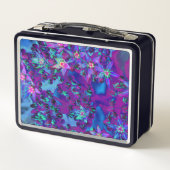 ティール（緑がかった色）、マゼンタ、青の多肉性セダムの花 メタルランチボックス (裏面)