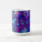 ティール（緑がかった色）、マゼンタ、青の多肉性セダムの花 モーフィングマグカップ (中央)