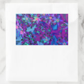 ティール（緑がかった色）、マゼンタ、青の多肉性セダムの花 長方形シール (バッグ)