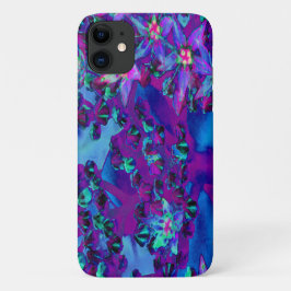 ティール（緑がかった色）、マゼンタ、青の多肉性セダムの花 iPhone 11 ケース