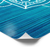 ティール（緑がかった色）マンダラフラワーデザインポスター ポスター (コーナー)