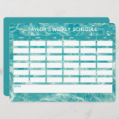 ティール(緑がかった色)マーブルウィークリー学校日程 (正面/裏面)