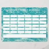 ティール(緑がかった色)マーブルウィークリー学校日程 (正面)