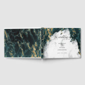 ティール（緑がかった色）マーブルウォーター色はだしの花嫁™ ゲストブック (全面)